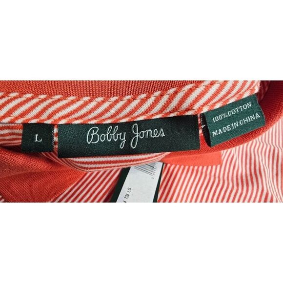 Bobby Jones Mens L Stripe Golf Polo Shirt in Sunrise NWT - Picture 9 of 9